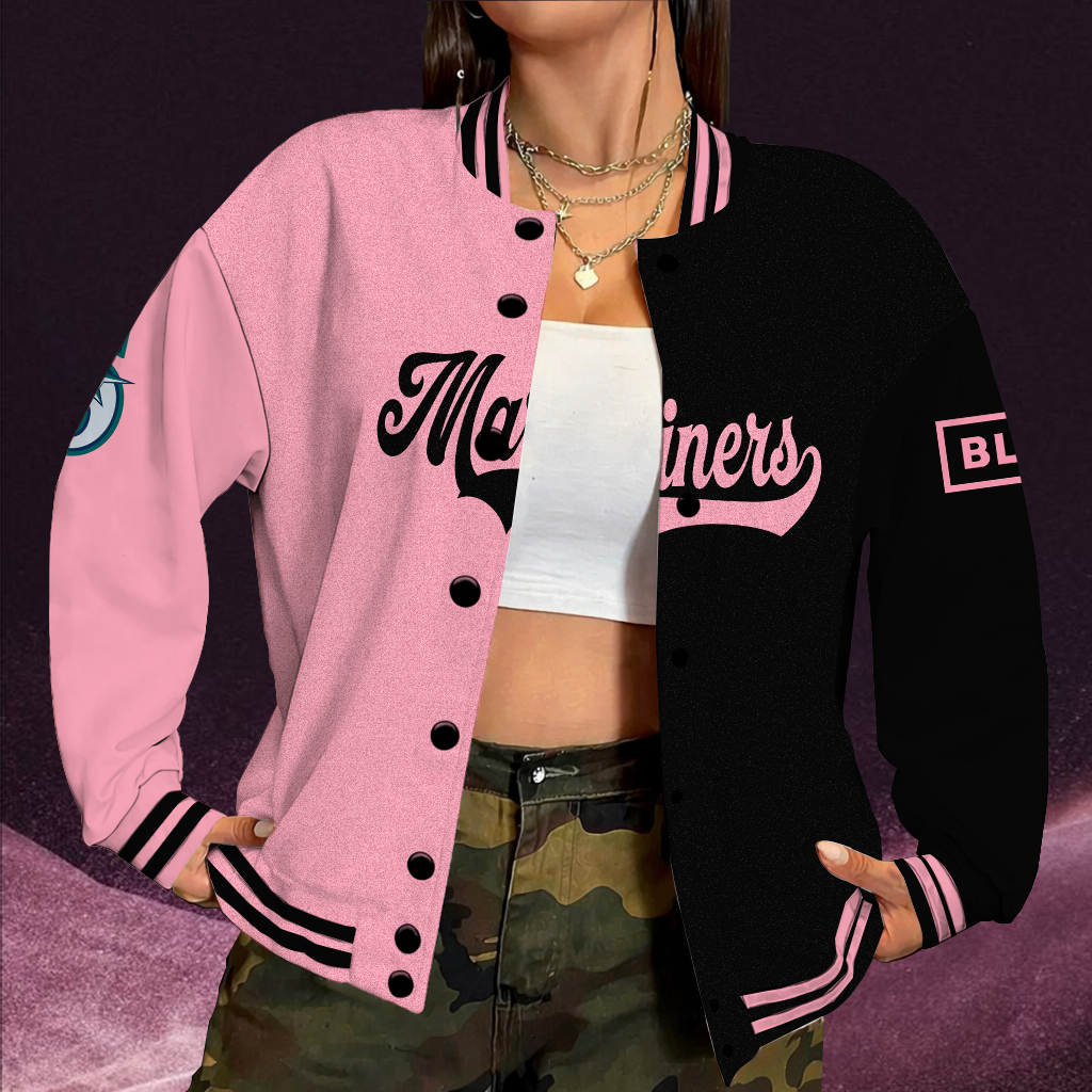 LIMITED EDITION - NEW CUSTOMIZED MLB14 SMS SEATTLE MARINERS SATIN VARSITY & BASEBALL JACKET
