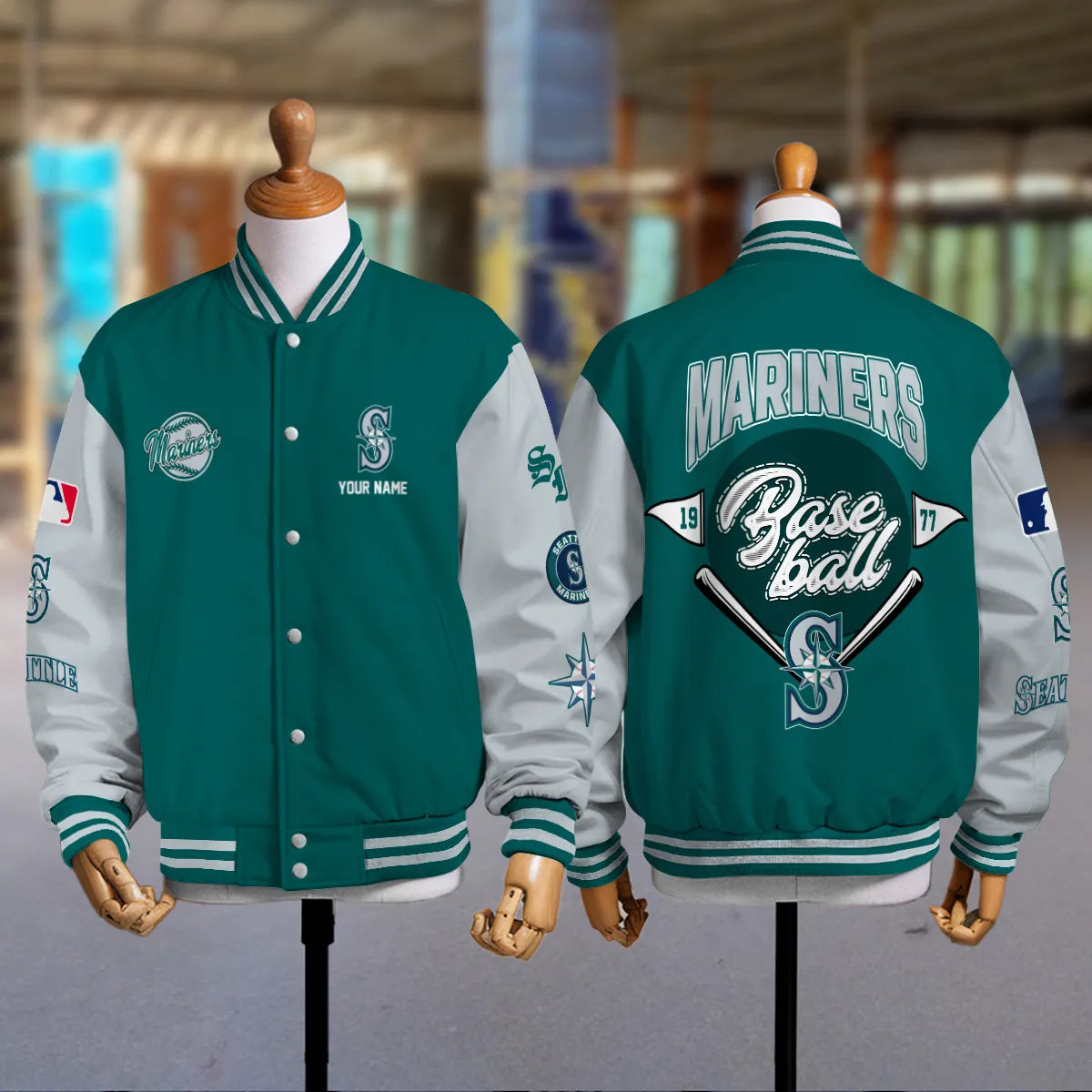 LIMITED EDITION - NEW PREMIUM MLB14 SMS SEATTLE MARINERS SATIN VARSITY JACKET
