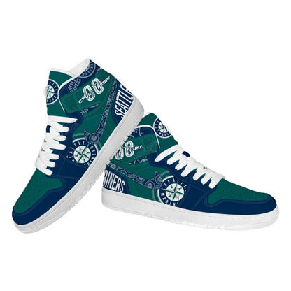 LIMITED EDITION - NEW CUSTOMIZED MLB14 ST MARINERS AIR JORDAN SNEAKERS