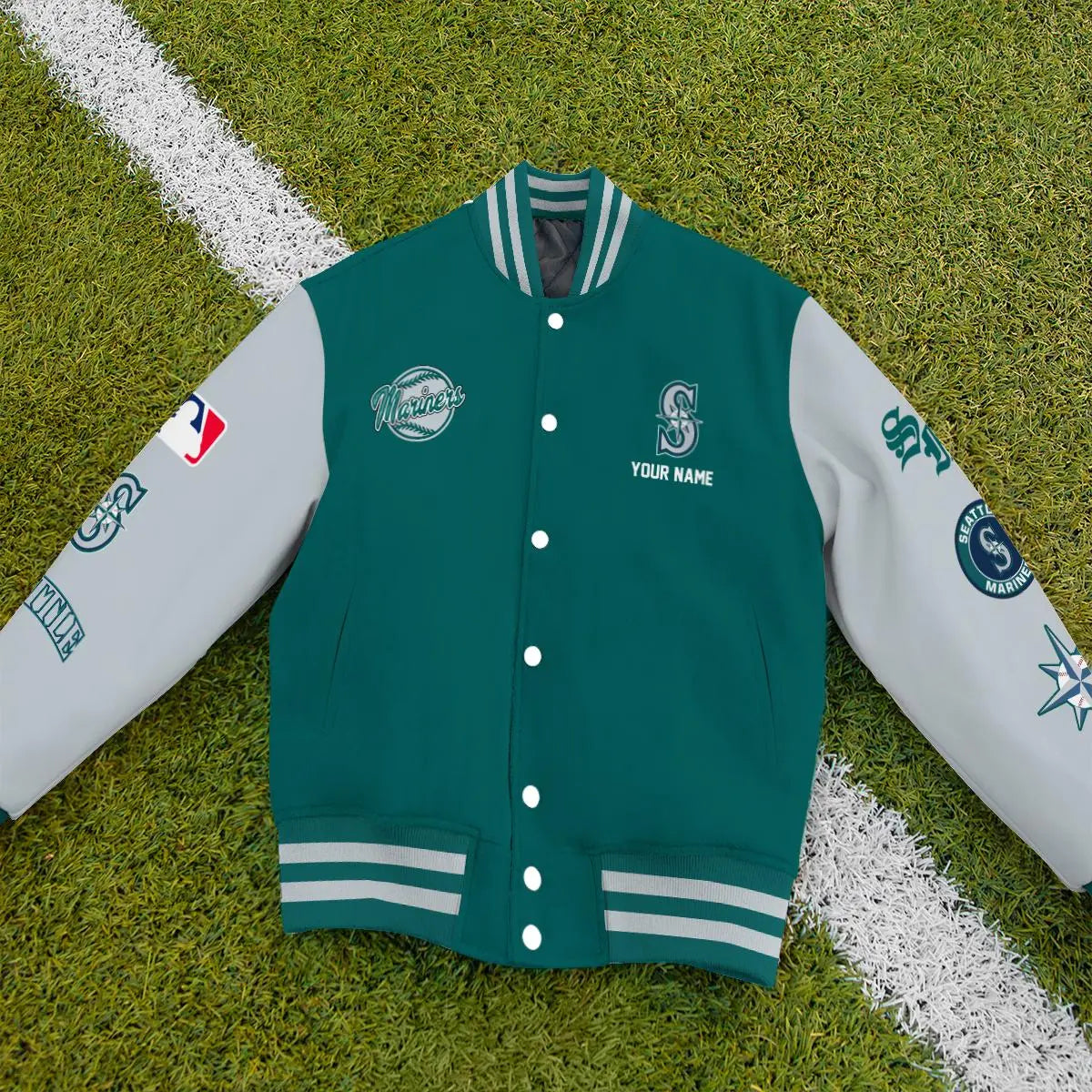 LIMITED EDITION - NEW PREMIUM MLB14 SMS SEATTLE MARINERS SATIN VARSITY JACKET
