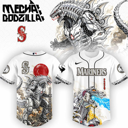 LIMITED EDITION - NEW CUSTOMIZED MLB14 ST MARINERS x GODZILLA BASEBALL JERSEY