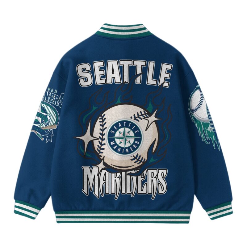 LIMITED EDITION - NEW CUSTOMIZED MLB14 ST MARINERS SATIN VARSITY & BASEBALL JACKET