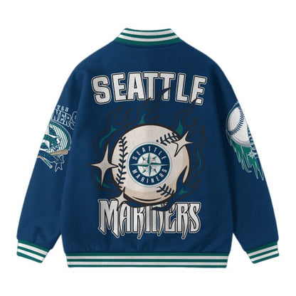 LIMITED EDITION - NEW CUSTOMIZED MLB14 ST MARINERS SATIN VARSITY & BASEBALL JACKET