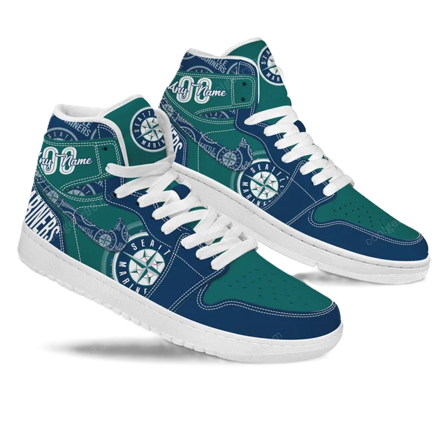 LIMITED EDITION - NEW CUSTOMIZED MLB14 ST MARINERS AIR JORDAN SNEAKERS