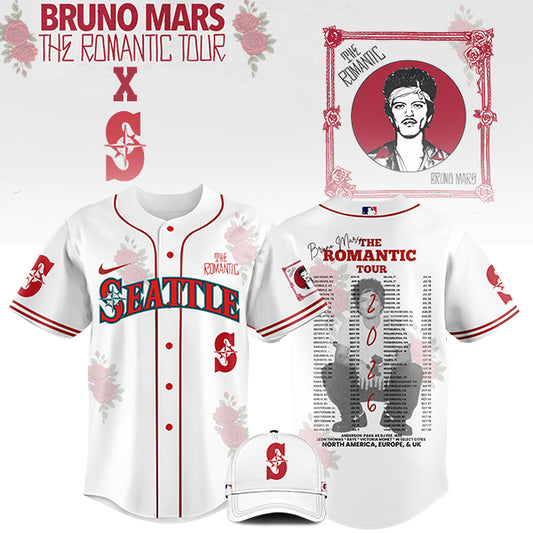 LIMITED EDITION - NEW CUSTOMIZED MLB14 ST MARINERS x BRUNO MARS BASEBALL JERSEY & CAP