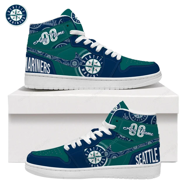 LIMITED EDITION - NEW CUSTOMIZED MLB14 ST MARINERS AIR JORDAN SNEAKERS
