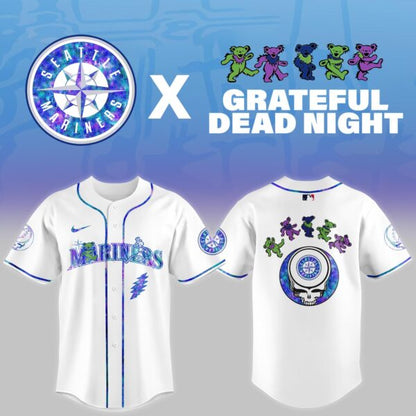LIMITED EDITION - NEW CUSTOMIZED MLB14 ST MARINERS x GRATEFUL DEAD BASEBALL JERSEY