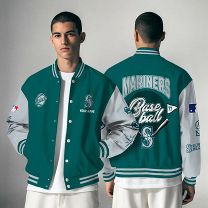 LIMITED EDITION - NEW PREMIUM MLB14 SMS SEATTLE MARINERS SATIN VARSITY JACKET