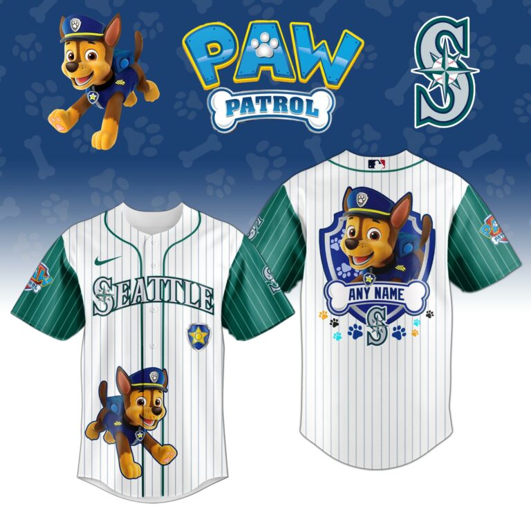 LIMITED EDITION - NEW CUSTOMIZED MLB14 SMS SEATTLE MARINERS x PAW PATROL BASEBALL JERSEY & CAP