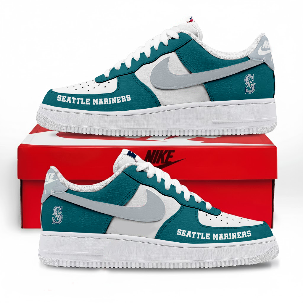 LIMITED EDITION - NEW CUSTOMIZED MLB14 SMS SEATTLE MARINERS AF1 SNEAKERS