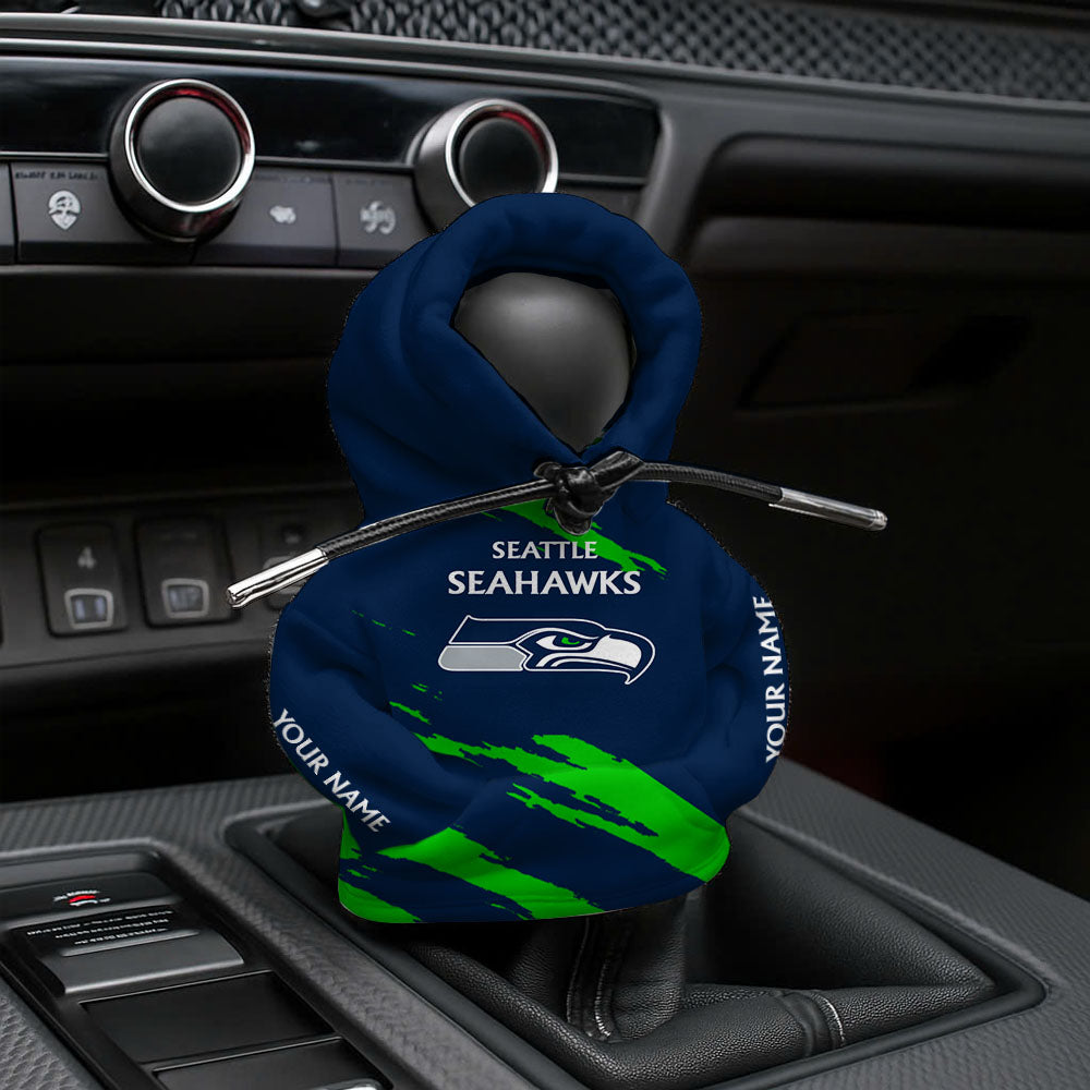 LIMITED EDITION - NEW CUSTOMIZED NFL06 SSH SEATTLE SEAHAWKS CAR HOODIE SHIFT KNOB COVER