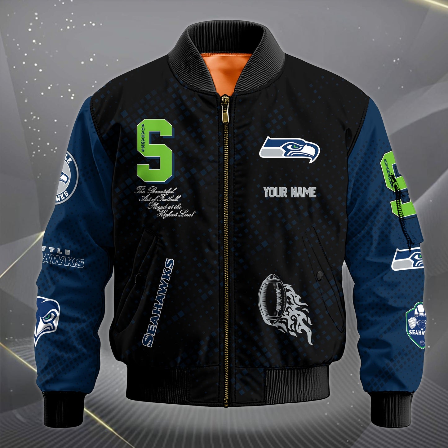 LIMITED EDITION - NEW CUSTOMIZED NFL06 SSH SEATTLE SEAHAWKS SATIN VARSITY JACKET & LONG PANTS