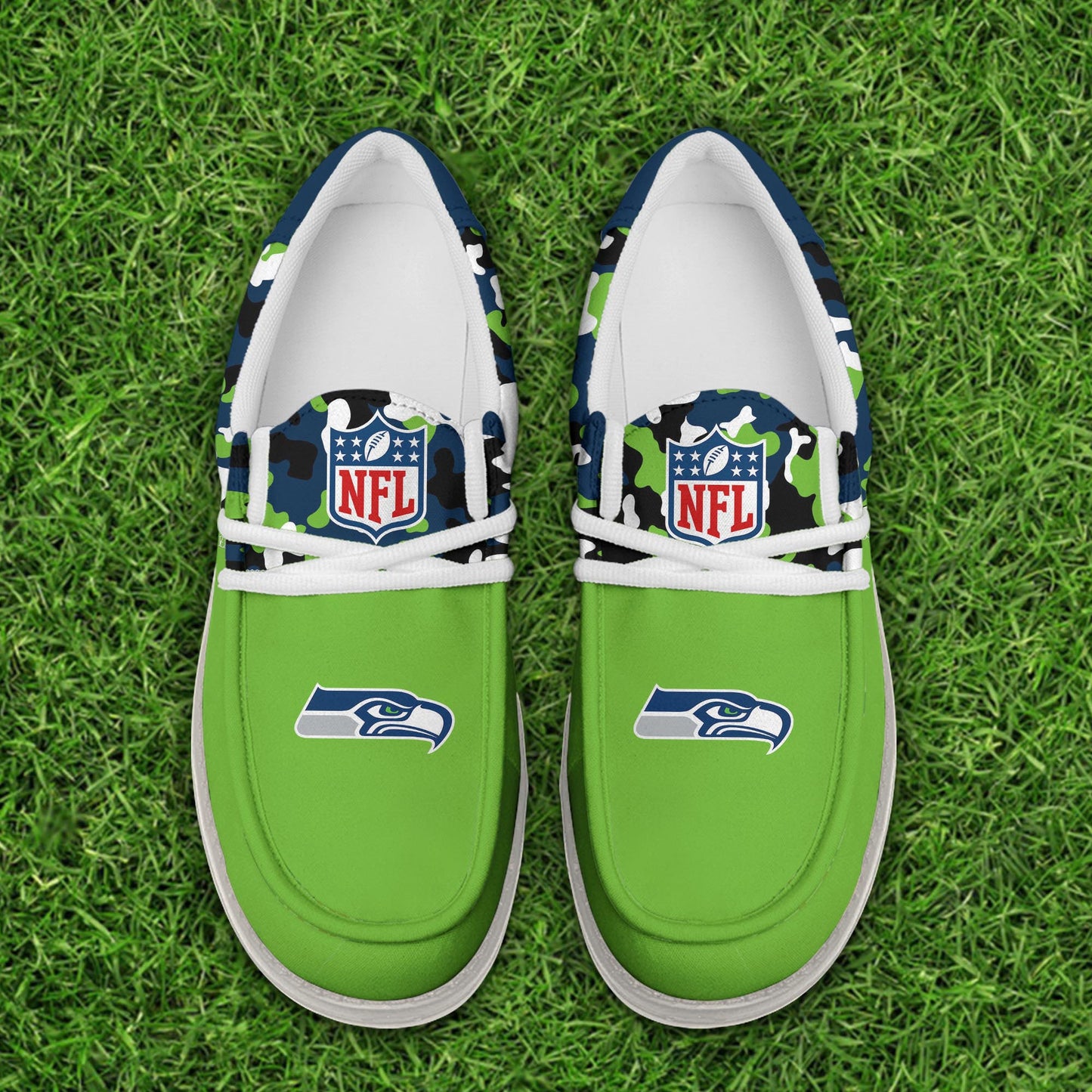 LIMITED EDITION - NEW CUSTOMIZED NFL06 SSH SEATTLE SEAHAWKS LOAFER SHOES