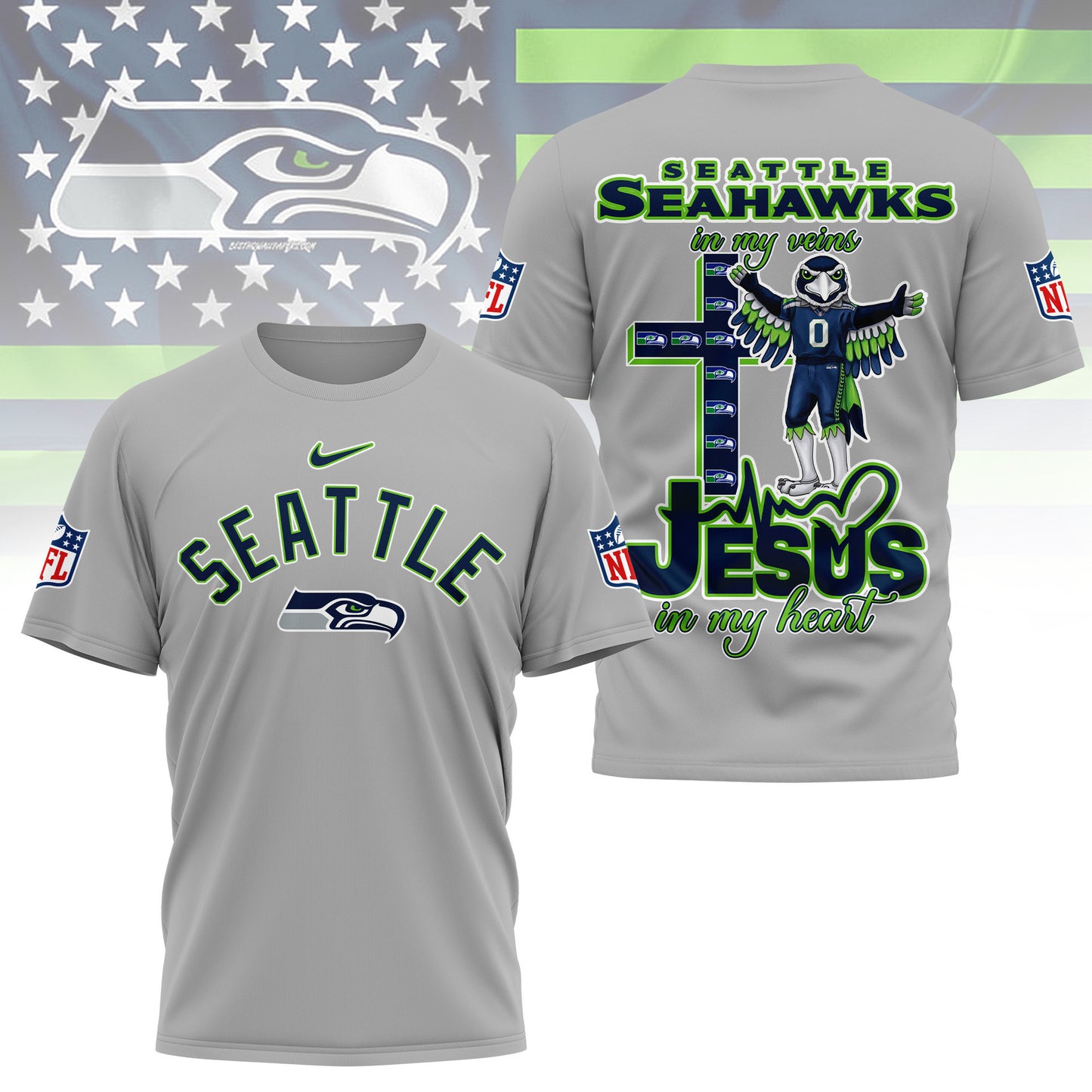 LIMITED EDITION - NEW CUSTOMIZED NFL06 SSH SEATTLE SEAHAWKS T-SHIRT | MULTIPLE COLORS AVAILABLE
