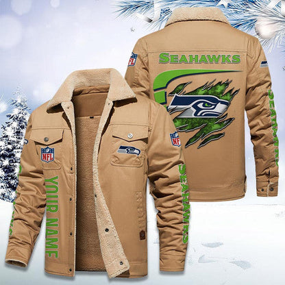 LIMITED EDITION - NEW CUSTOMIZED NFL06 SSH SEATTLE SEAHAWKS FLEECE JACKET