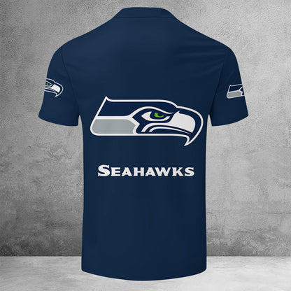 LIMITED EDITION - NEW CUSTOMIZED NFL06 SSH SEATTLE SEAHAWKS ZIP POLO SHIRT