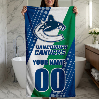 LIMITED EDITION - NEW CUSTOMIZED NHL19 VCC VANCOUVER CANUCKS BEACH & BATH TOWEL