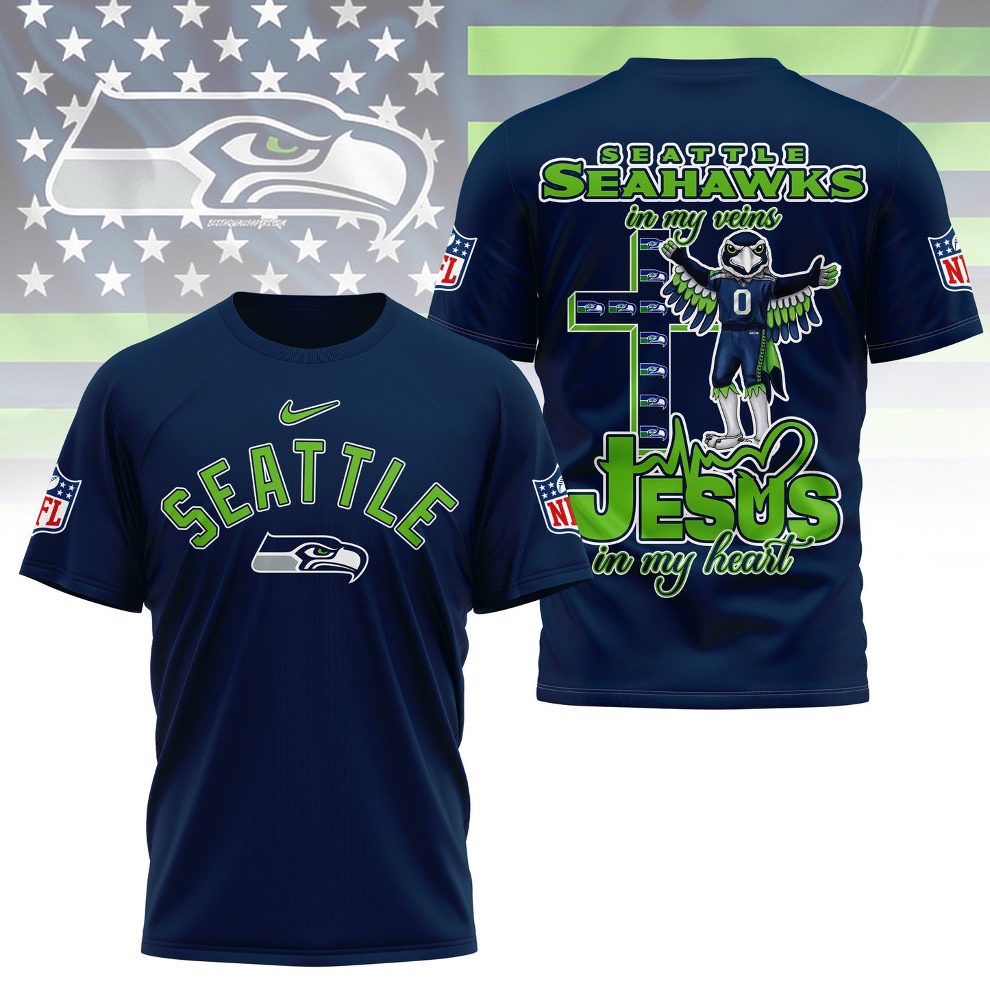 LIMITED EDITION - NEW CUSTOMIZED NFL06 SSH SEATTLE SEAHAWKS T-SHIRT | MULTIPLE COLORS AVAILABLE
