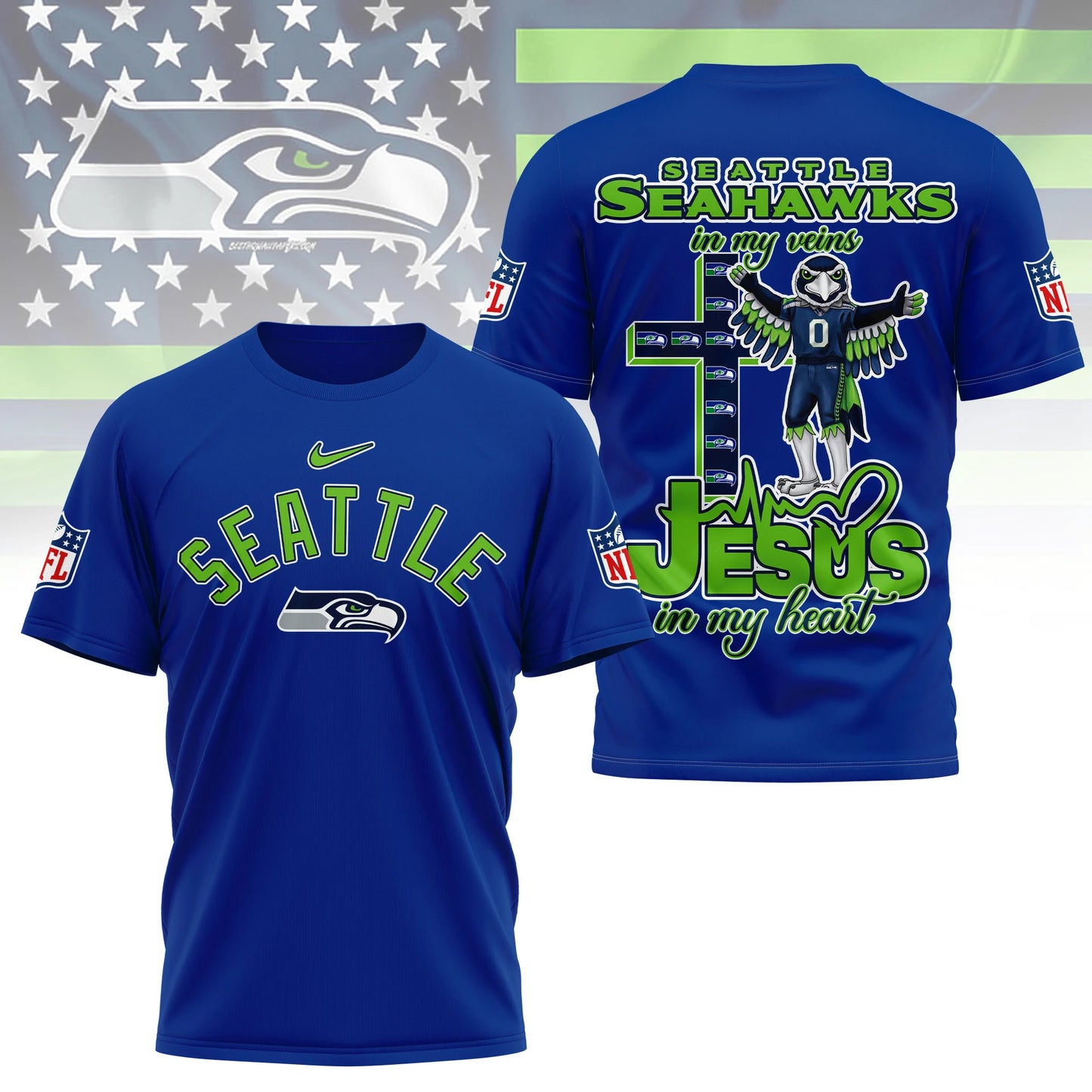 LIMITED EDITION - NEW CUSTOMIZED NFL06 SSH SEATTLE SEAHAWKS T-SHIRT | MULTIPLE COLORS AVAILABLE