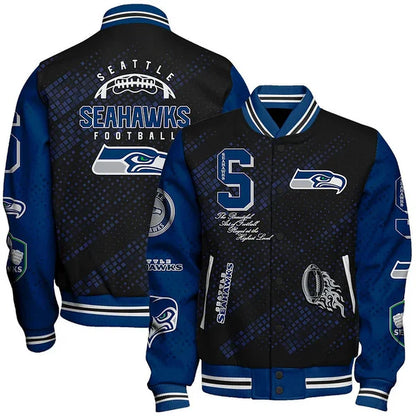 LIMITED EDITION - NEW CUSTOMIZED NFL06 SSH SEATTLE SEAHAWKS SATIN VARSITY JACKET & BASEBALL JACKET