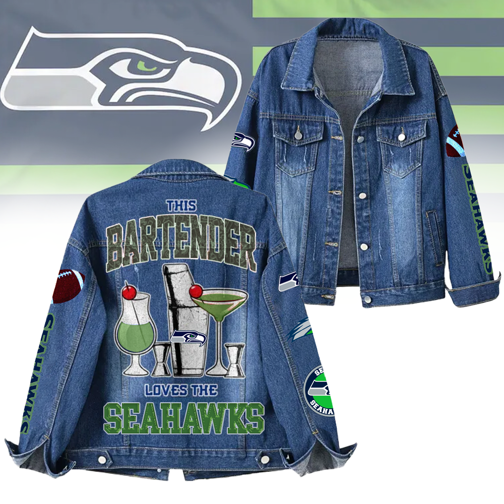 LIMITED EDITION - NEW CUSTOMIZED NFL06 SSH SEATTLE SEAHAWKS DENIM JACKET