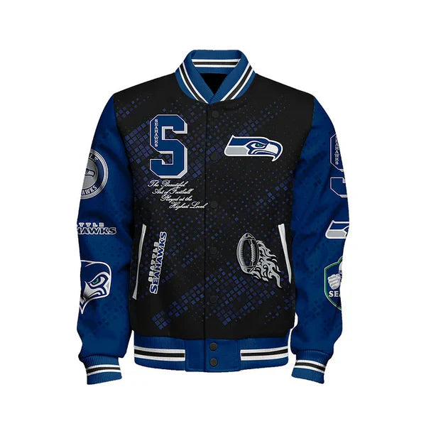 LIMITED EDITION - NEW CUSTOMIZED NFL06 SSH SEATTLE SEAHAWKS SATIN VARSITY JACKET & BASEBALL JACKET