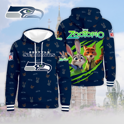 LIMITED EDITION - NEW CUSTOMIZED NFL06 SSH SEATTLE SEAHAWKS & ZOOTOPIA UNISEX T-SHIRT, POLO, HOODIE & JACKETS