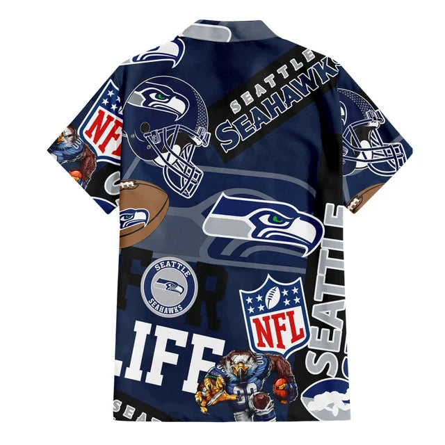 LIMITED EDITION - NEW CUSTOMIZED NFL06 SSH SEATTLE SEAHAWKS UNISEX HAWAIIAN SHIRT & SHORTS SET