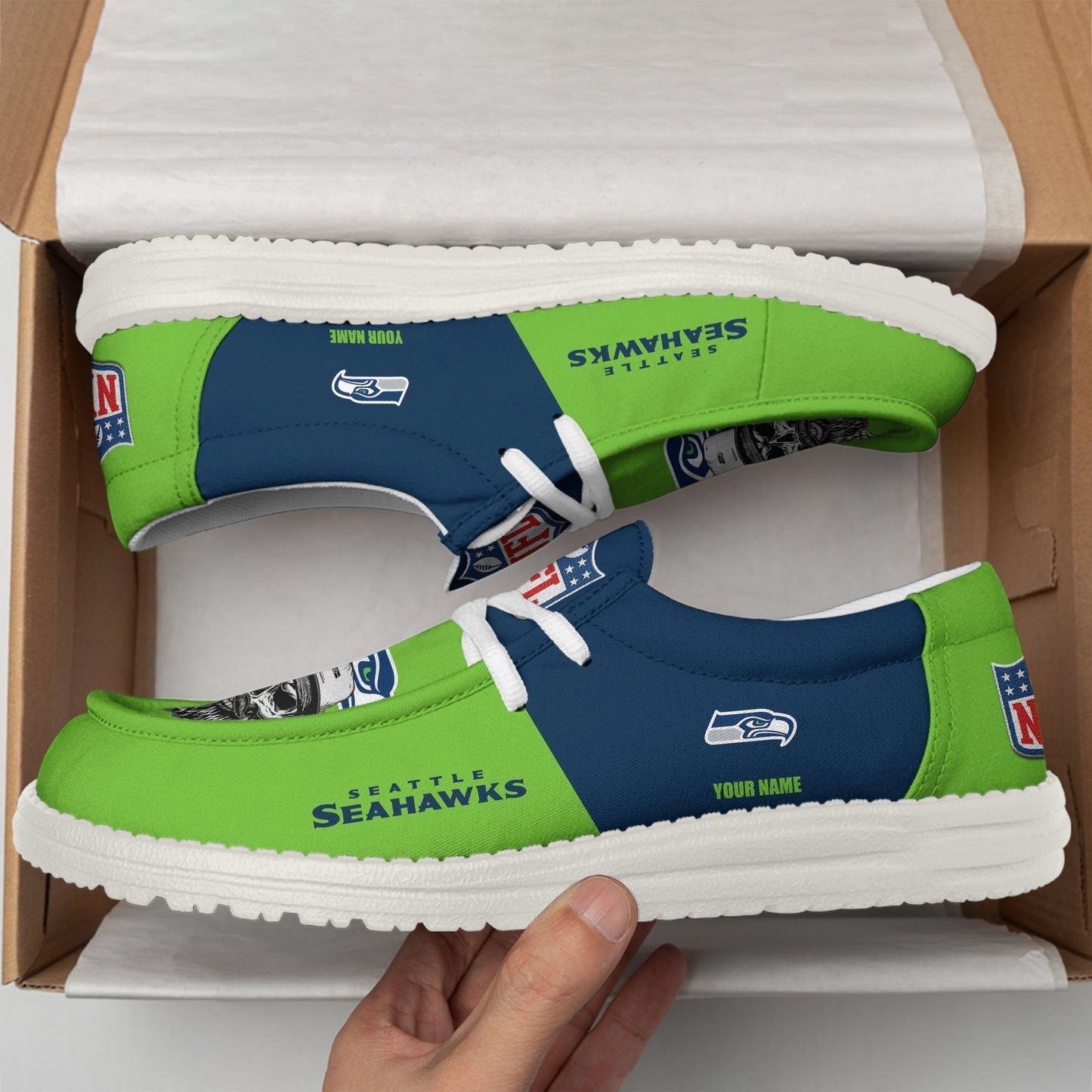 LIMITED EDITION - NEW CUSTOMIZED NFL06 SSH SEATTLE SEAHAWKS LOAFER SHOES