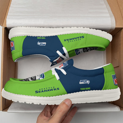 LIMITED EDITION - NEW CUSTOMIZED NFL06 SSH SEATTLE SEAHAWKS LOAFER SHOES