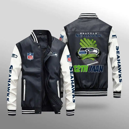 LIMITED EDITION - NEW CUSTOMIZED NFL06 SSH SEATTLE SEAHAWKS LEATHER BOMBER JACKET