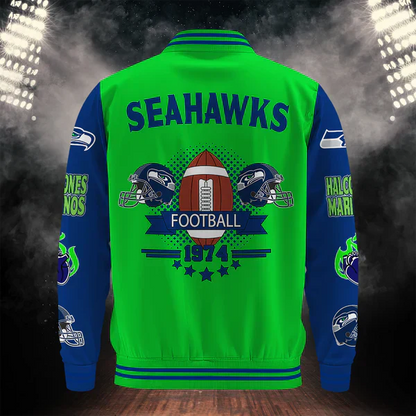 LIMITED EDITION - NEW CUSTOMIZED NFL06 SSH SEATTLE SEAHAWKS BASEBALL JACKET