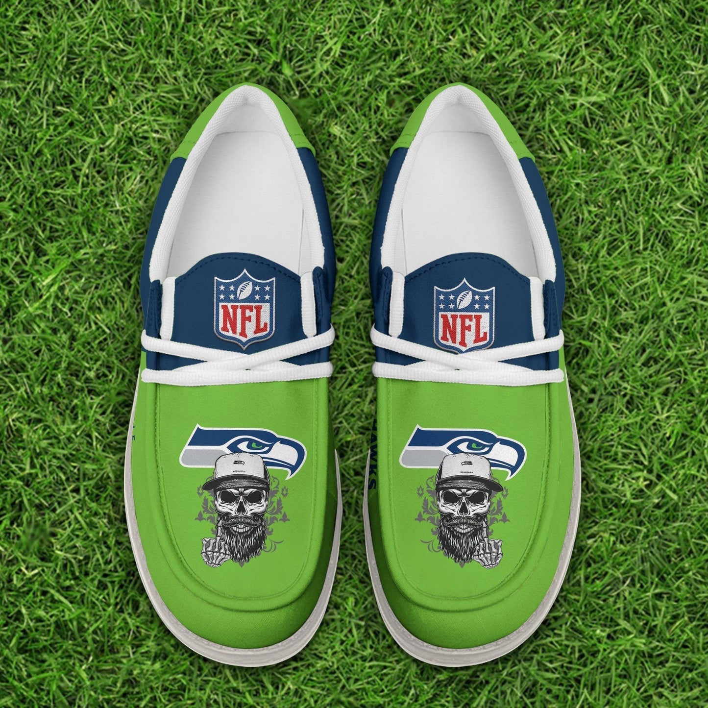 LIMITED EDITION - NEW CUSTOMIZED NFL06 SSH SEATTLE SEAHAWKS LOAFER SHOES
