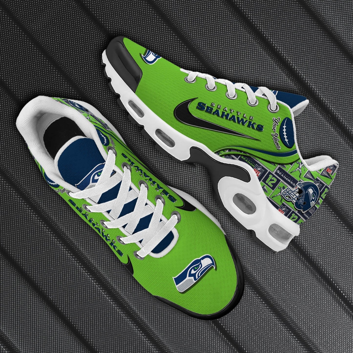 LIMITED EDITION - NEW CUSTOMIZED NFL06 SSH SEATTLE SEAHAWKS UNISEX AIR MAX PLUS SNEAKERS