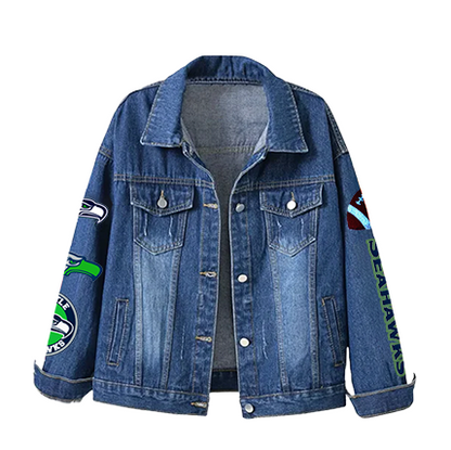 LIMITED EDITION - NEW CUSTOMIZED NFL06 SSH SEATTLE SEAHAWKS DENIM JACKET