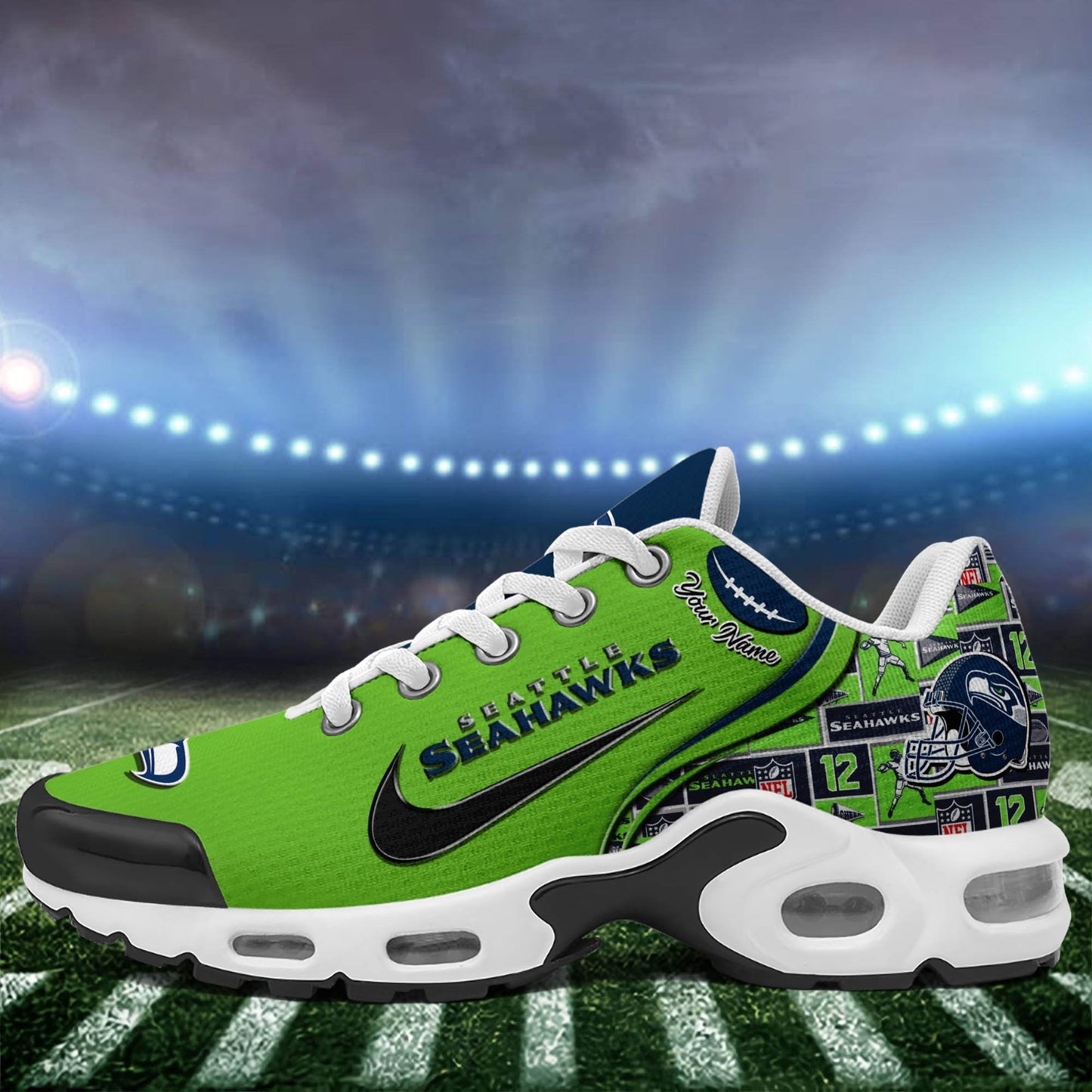LIMITED EDITION - NEW CUSTOMIZED NFL06 SSH SEATTLE SEAHAWKS UNISEX AIR MAX PLUS SNEAKERS