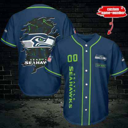 LIMITED EDITION - NEW CUSTOMIZED NFL06 SSH SEATTLE SEAHAWKS BASEBALL JERSEY