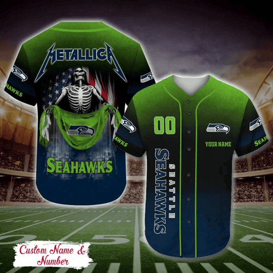 LIMITED EDITION - NEW CUSTOMIZED NFL06 SSH SEATTLE SEAHAWKS BASEBALL JERSEY