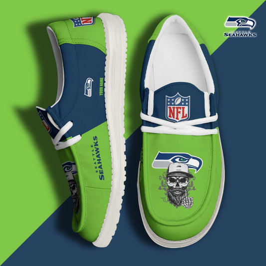 LIMITED EDITION - NEW CUSTOMIZED NFL06 SSH SEATTLE SEAHAWKS LOAFER SHOES