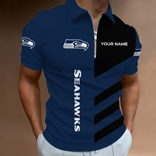 LIMITED EDITION - NEW CUSTOMIZED NFL06 SSH SEATTLE SEAHAWKS ZIP POLO SHIRT