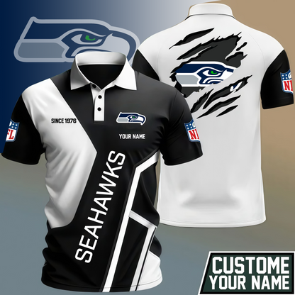 LIMITED EDITION - NEW CUSTOMIZED NFL06 SSH SEATTLE SEAHAWKS POLO SHIRT
