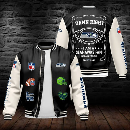 LIMITED EDITION - NEW CUSTOMIZED NFL06 SSH SEATTLE SEAHAWKS LEATHER BOMBER JACKET