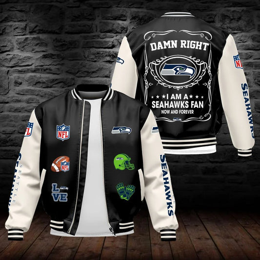LIMITED EDITION - NEW CUSTOMIZED NFL06 SSH SEATTLE SEAHAWKS LEATHER BOMBER JACKET