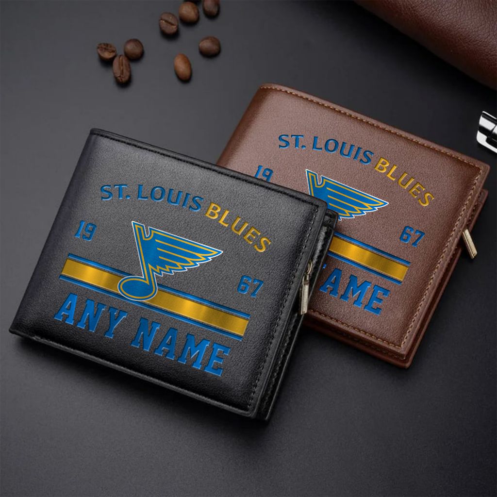 LIMITED EDITION - NEW CUSTOMIZED NHL14 SLB ST. LOUIS BLUES LEATHER WALLET