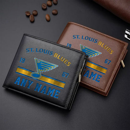 LIMITED EDITION - NEW CUSTOMIZED NHL14 SLB ST. LOUIS BLUES LEATHER WALLET
