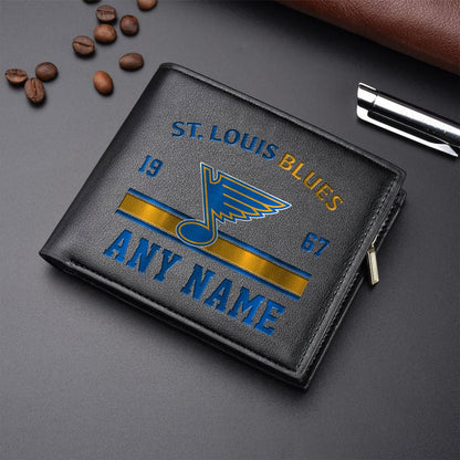 LIMITED EDITION - NEW CUSTOMIZED NHL14 SLB ST. LOUIS BLUES LEATHER WALLET