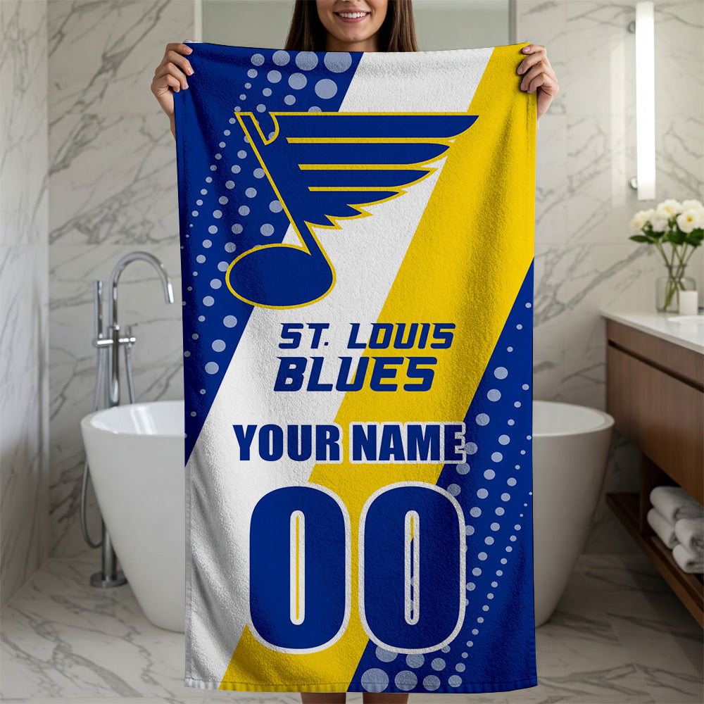 LIMITED EDITION - NEW CUSTOMIZED NHL14 SLB ST. LOUIS BLUES BEACH & BATH TOWEL