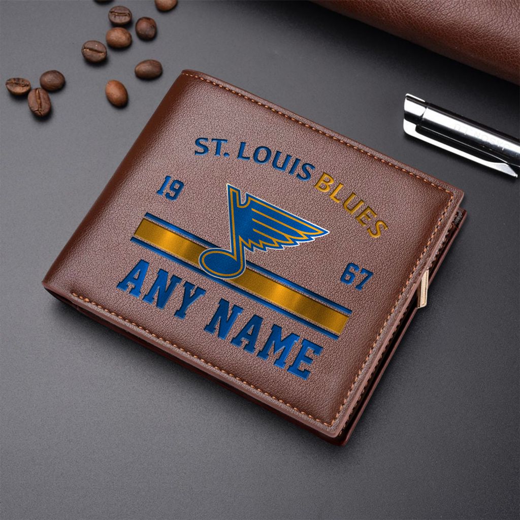 LIMITED EDITION - NEW CUSTOMIZED NHL14 SLB ST. LOUIS BLUES LEATHER WALLET