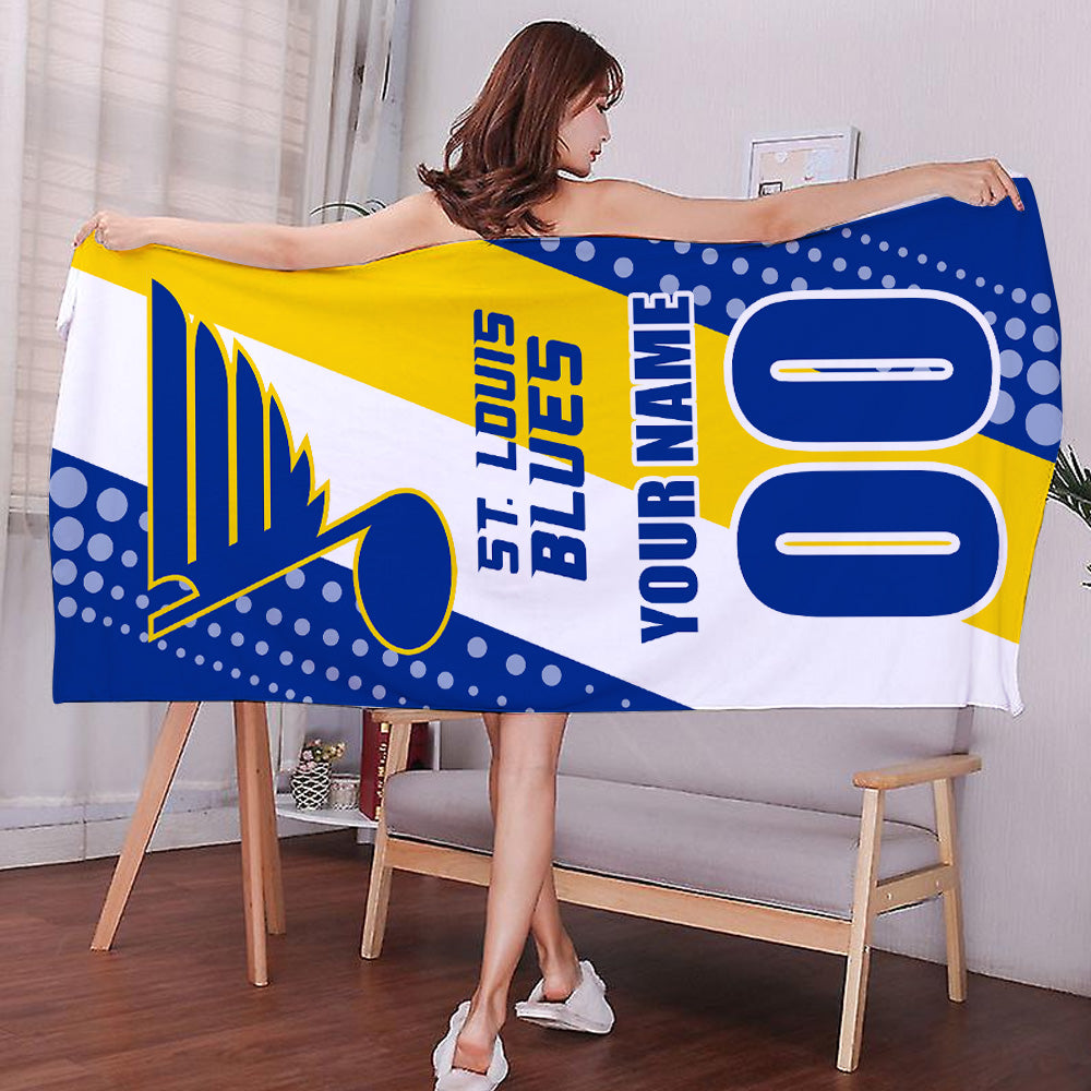 LIMITED EDITION - NEW CUSTOMIZED NHL14 SLB ST. LOUIS BLUES BEACH & BATH TOWEL