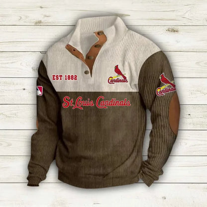 [FLASH SALE] NEW CUSTOMIZED MLB24 SLC ST. LOUIS CARDINALS BUTTON SWEATSHIRTS STAND COLLAR